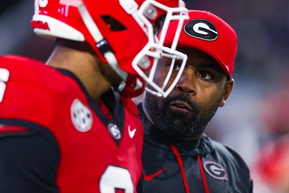 Georgia defensive backs coach Fran Brown before Georgia’s game against Georgia Tech at Bobby Dodd Stadium in Atlanta, Ga., on Saturday, Nov. 25, 2023. (Tony Walsh/UGAAA)