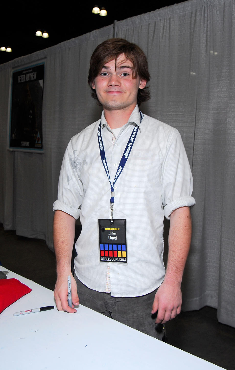 LOS ANGELES, CA - MAY 27:  Actor Jake Lloyd who played Anakin Skywalker in the Star Wars movies, appears at the "Star Wars Celebration IV" convention, held at the Los Angeles Convention Center on May 27, 2007 in Los Angeles, California.  (Photo by Michael Tullberg/Getty Images)