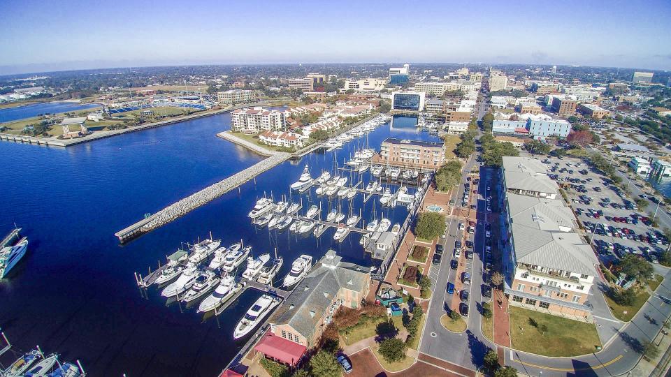 Aerial photos of downtown Pensacola.