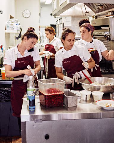 <p>Eva Kolenko</p> 2023 F&W Best New Chef Amanda Shulman (at left) and her team at Her Place, Shulmanâ€™s restaurant in Philadelphia