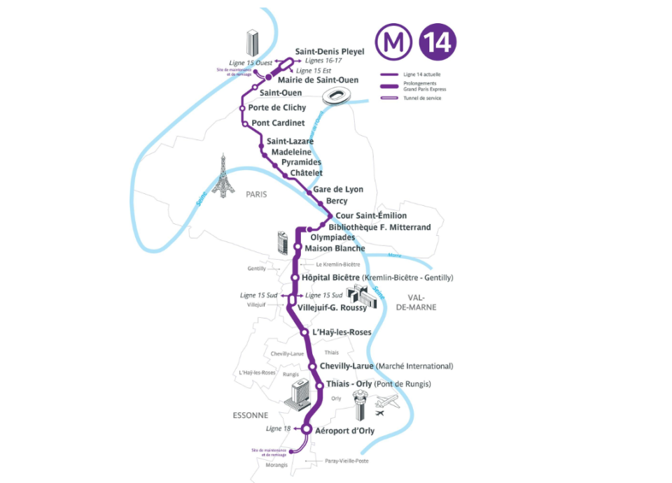 La ligne 14 déssrvira 8 nouvelles stations, dont 7 au sud de Paris.