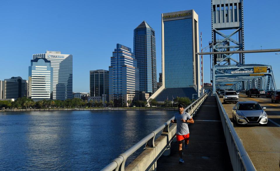 The downtown Jacksonville, Florida skyline on October 11, 2021.