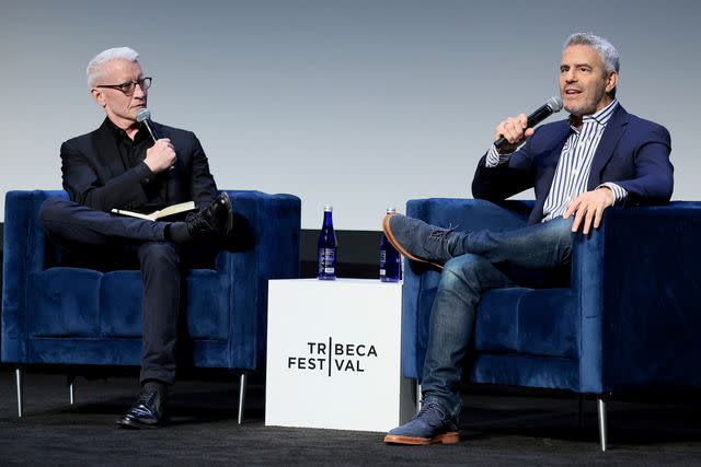 <p>Dimitrios Kambouris/Getty </p> Anderson Cooper and Andy Cohen at the Storytellers - Andy Cohen In Conversation with Anderson Cooper talk during the 2024 Tribeca Festival at BMCC Theater on June 12, 2024 in New York City.