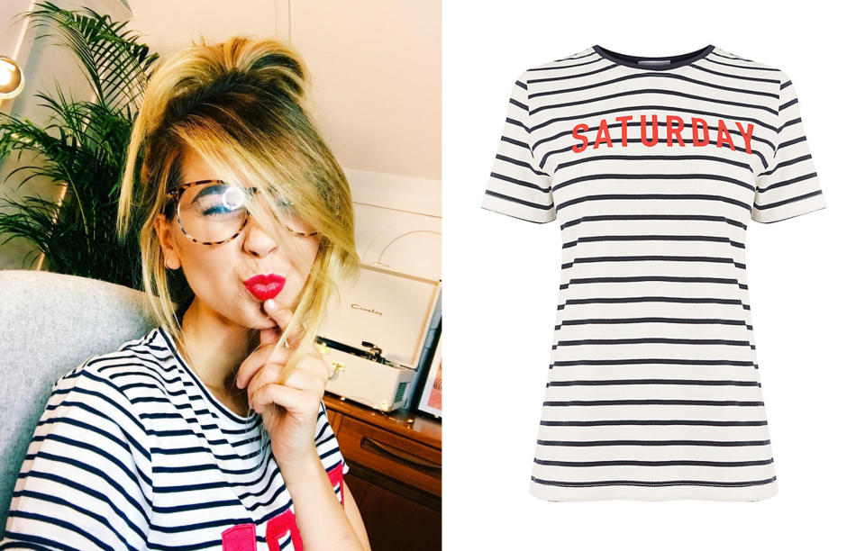 <p>YouTuber Zoella has 11.2 million Instagram followers. That’s a lot of people watching her style. So it makes sense that <a rel="nofollow noopener" href="https://www.johnlewis.com/warehouse-saturday-striped-t-shirt-blue/p3317990#media-overlay_show" target="_blank" data-ylk="slk:stripy tops;elm:context_link;itc:0;sec:content-canvas" class="link ">stripy tops</a> were one of the top five bestsellers for women this year after Zoella wore them numerous times.<br><i>[Photo: Instagram/John Lewis]</i> </p>