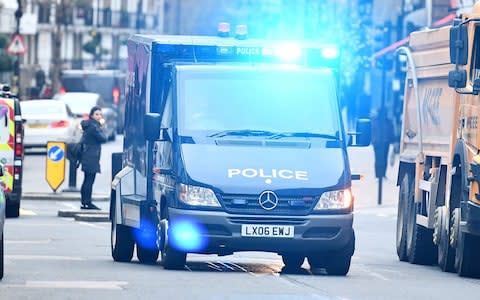 An armored police vehicle carrying Naa'imur Zakariyah Rahma to court - Credit: Ben Cawthra/London News Pictures