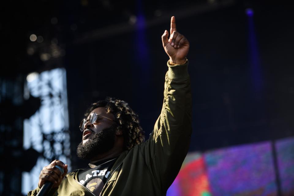 Bas performs at the Dreamville Festival on Sunday, April 3, 2022.