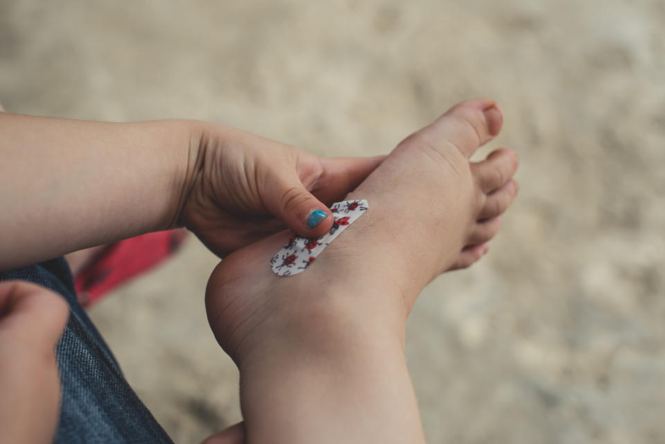 A bandage on a child's foot