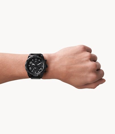 Bronson Chronograph Black Eco Leather Watch- Fossil