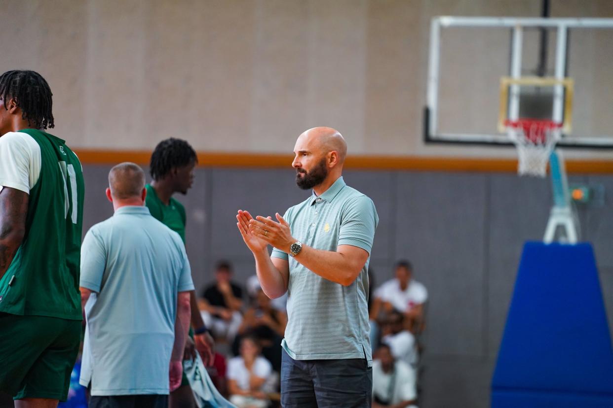 John Jakus at practice with the Baylor basketball team.