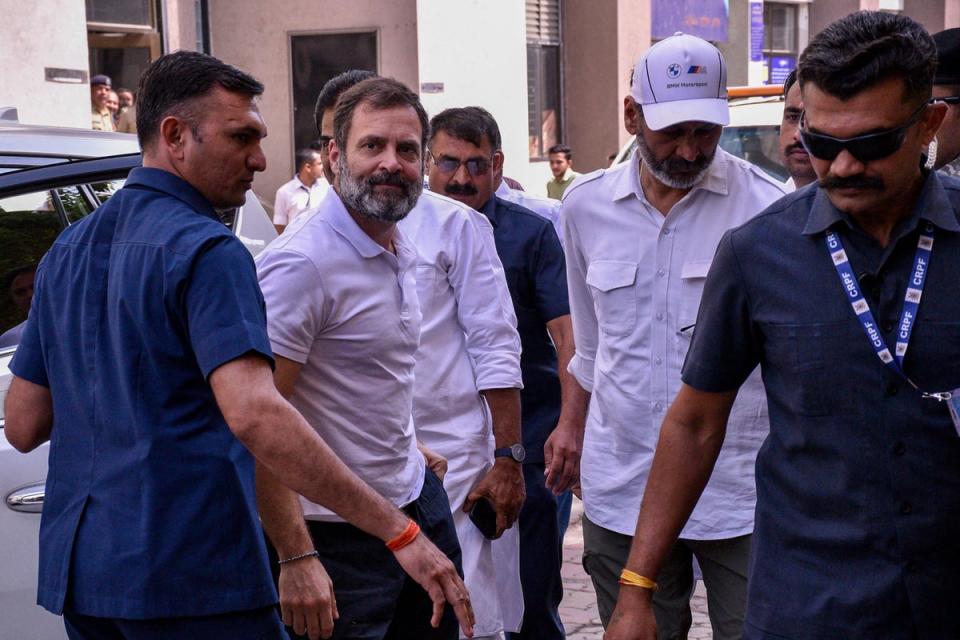 Rahul Gandhi arriving at court this week  (AFP/Getty)