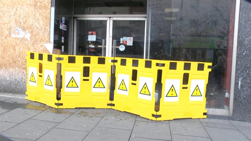 The ‘de-humanising’ barriers around the spot where the rough sleeper lives (SWNS)