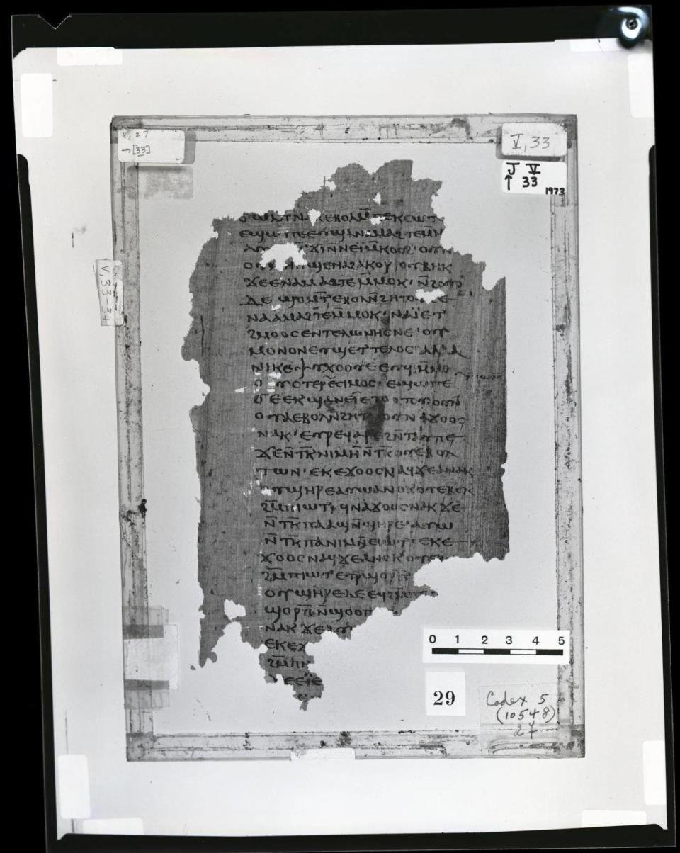 A piece of the Coptic translation of the First Apocalypse of James from the Nag Hammadi library (Oxford University)