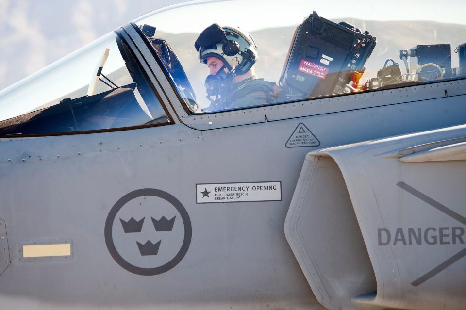 Swedish Air Force pilot in JAS-39C Gripen