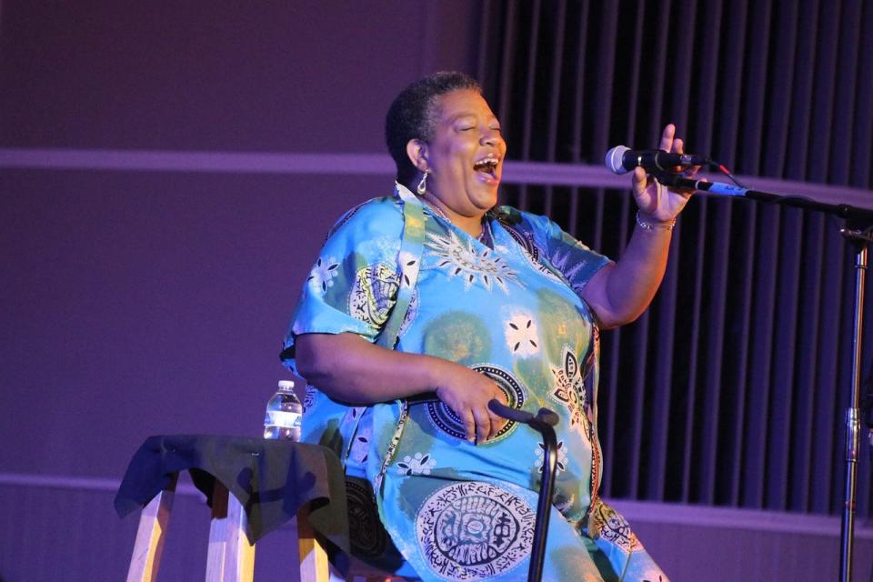 Storyteller Sheila Arnold at the 2022 Flatwater Tales Storytelling Festival in Oak Ridge June 3-4 at the Historic Grove Theater.
