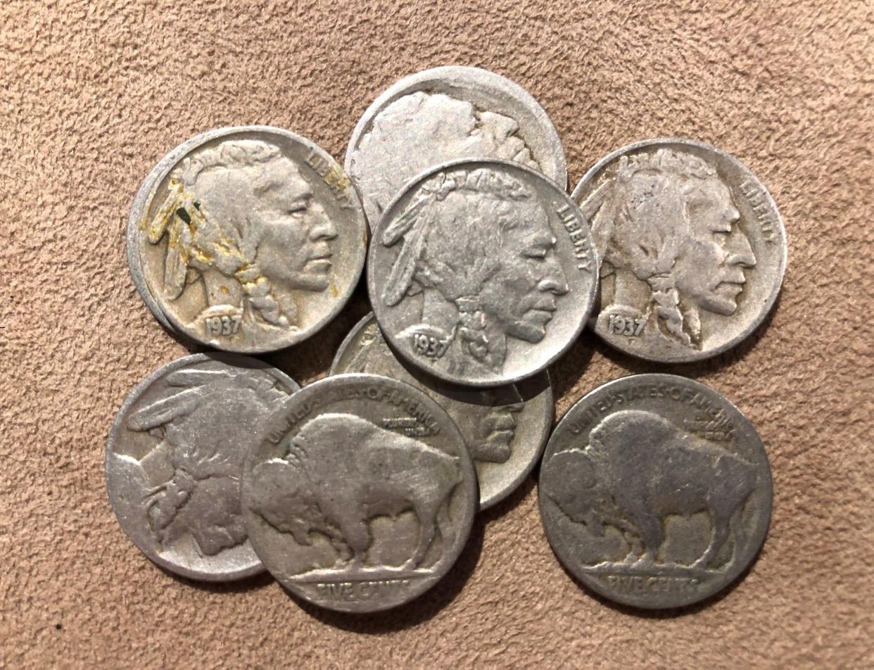 Buffalo nickels like these are among the most popular coins from the past century.