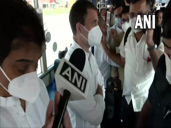 Congress leader Rahul Gandhi arrives at Lucknow airport. (Photo/ ANI)