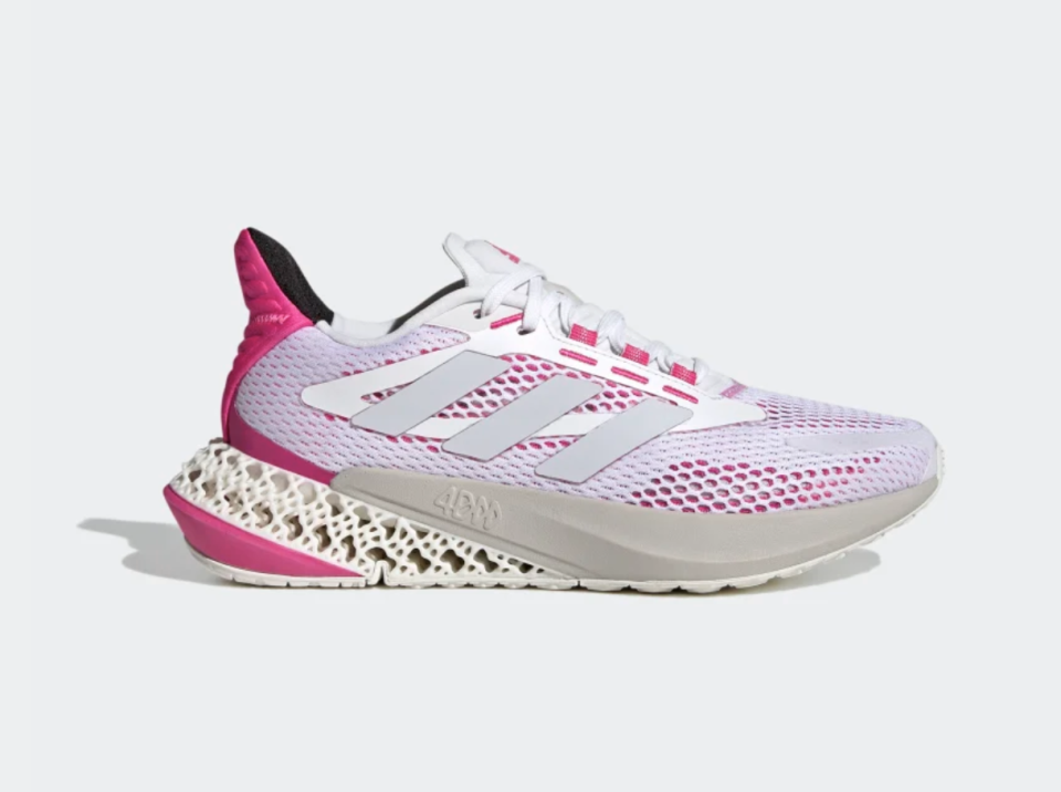 4DFWD Pulse Shoes women's in pink and white mesh (Photo via Adidas)