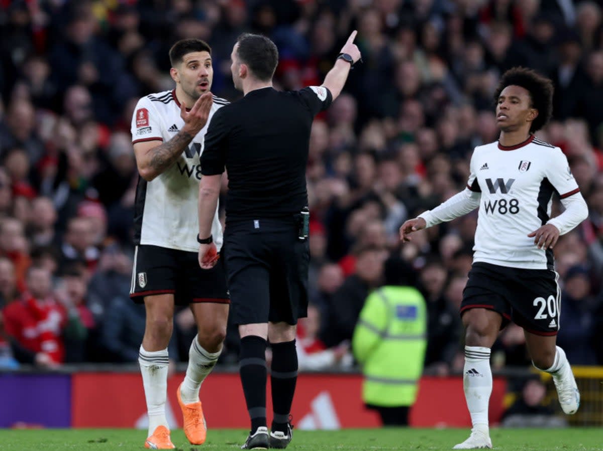 Mitrovic was sent off after pushing referee Christopher Kavanagh (Getty Images)