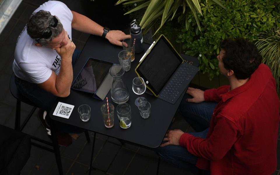 A track and trace QR code displayed at a cafe in London, in September 2020.  - NEIL HALL/EPA-EFE/Shutterstock