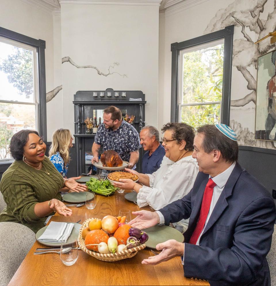 Meet our guests: (From left) vocal powerhouse Laiken Williams, placemaker Lori Judge, tastemaker Brandon Carter, problem-solver Greg Parker, community creator Cheryl Day, and faith leader Rabbi Robert Haas. Shot at Common Thread on Nov. 14, 2023.