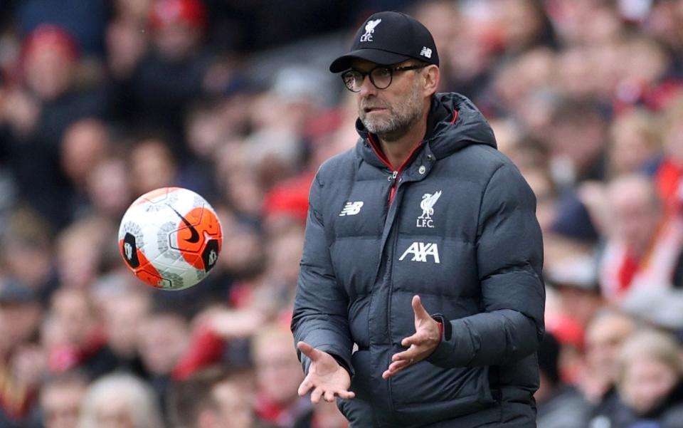 Liverpool manager Jurgen Klopp in front of fans at Anfield - Action Images via Reuters/Carl Recine