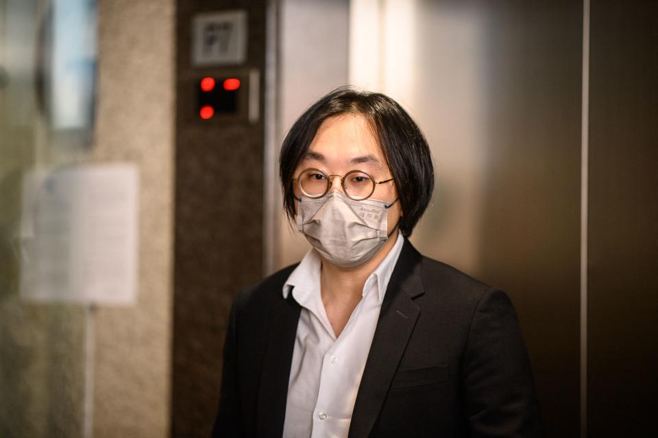 Pro-democracy activist Mike Lam King-nam arrives at the West Kowloon Court in Hong Kong on July 8, 2021, one of 47 defendants facing charges of conspiracy to commit subversion under the national security law for taking part in unauthorised pro-democracy primaries in July 2020. (Photo by Anthony WALLACE / AFP) (Photo by ANTHONY WALLACE/AFP via Getty Images)