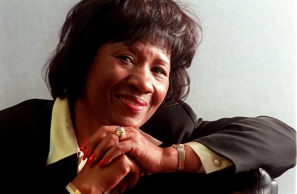 Deloris Jordan, mother of basketball legend Michael Jordan, poses for a photograph in her downtown Chicago office.