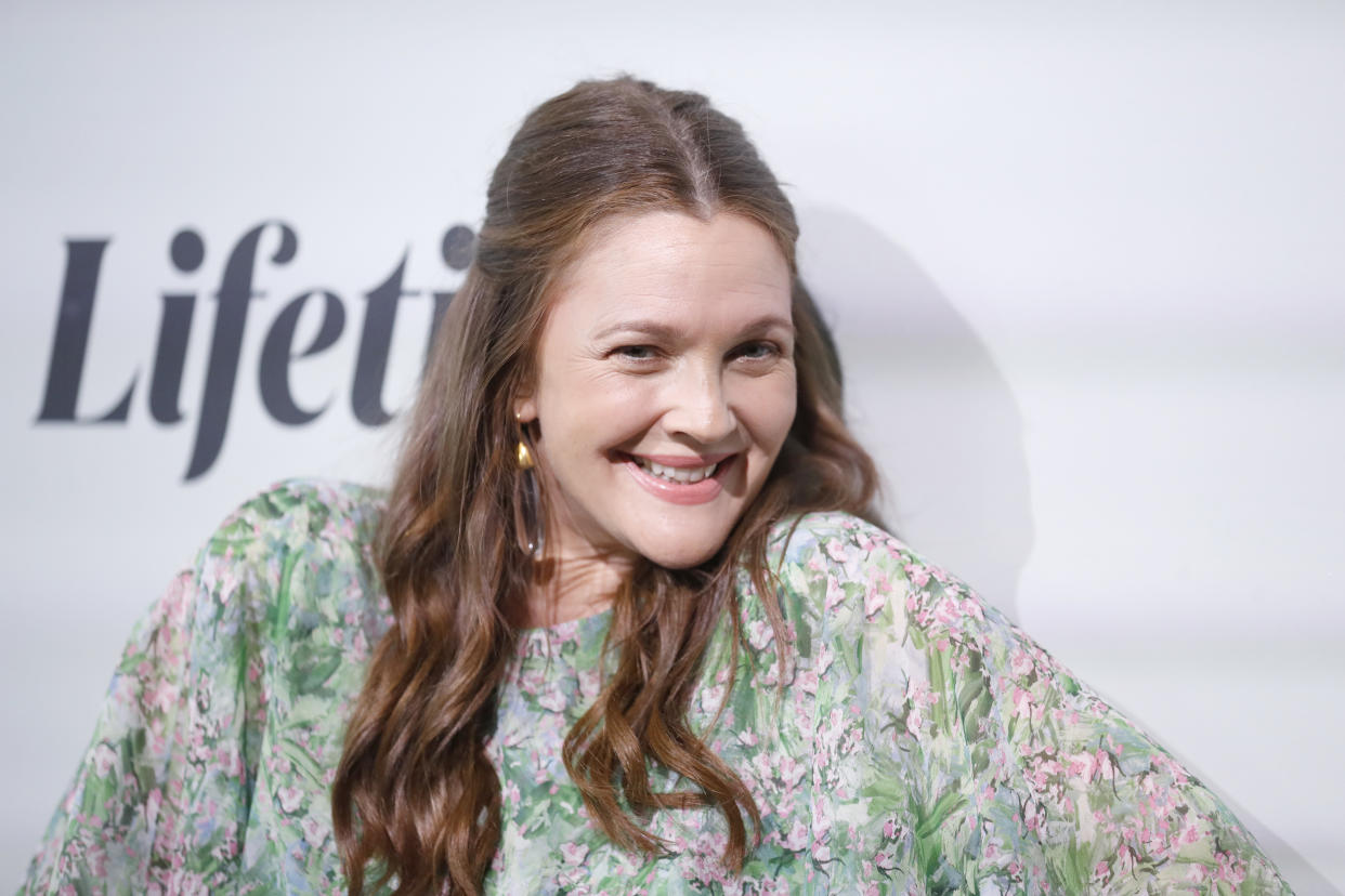 Drew Barrymore is celebrating the release of Britney Spears' new song with Elton John. (Photo: John Lamparski/WireImage)