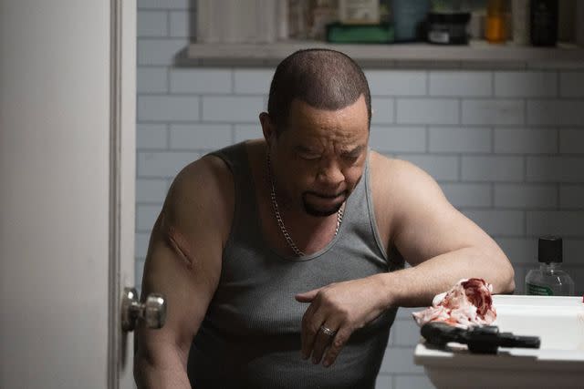 <p>Virginia Sherwood/NBC</p> "Duty to Hope" Episode 25013 -- Pictured: Ice T as Sgt. Odafin "Fin" Tutuola after getting shot