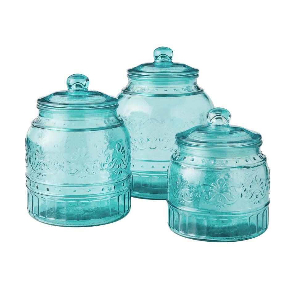 <p><a href="https://clicks.trx-hub.com/xid/hearstcorp_9eb67_tpw?q=https%3A%2F%2Fwww.walmart.com%2Fip%2FThe-Pioneer-Woman-Cassie-Glass-Canister-3-Pc-Set-Teal%2F790363477&p=https%3A%2F%2Fwww.thepioneerwoman.com%2Fproducts%2Fa37935758%2Fthe-pioneer-woman-cassie-canisters-walmart%2F&utmSource=yahoo-us&utmCampaign=3208&utmMedium=syn" rel="nofollow noopener" target="_blank" data-ylk="slk:Shop Now;elm:context_link;itc:0;sec:content-canvas" class="link ">Shop Now</a></p><p>The Pioneer Woman Cassie Glass Canister 3-Piece Set</p><p>$14.97</p><p>walmart.com</p>