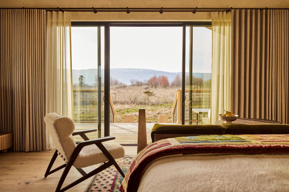 A guest room at Wildflower Farms.