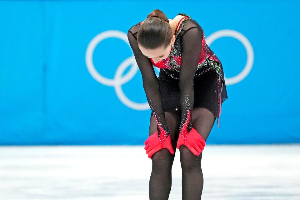 Kamila Valieva of Russia in the women’s figure skating long program during the Beijing Olympics.