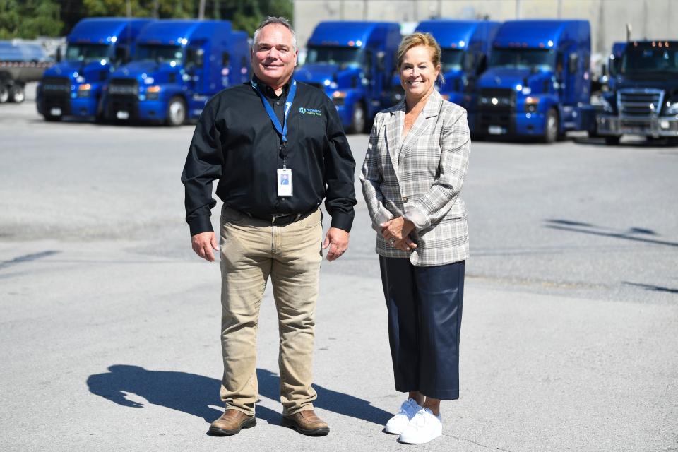 Steve Smith, COO, and Christy Williams, SVP of Sales and Marketing at Highway Transport, pose for a photo at their location on Middlebrook Pike, Wednesday, Oct. 4, 2023.