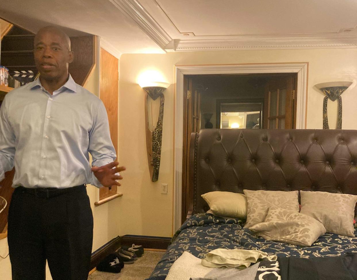 Then-mayoral candidate Eric Adams invited reporters on June 9, 2021, to tour his ground-floor home in the Bedford-Stuyvesant neighborhood of Brooklyn.