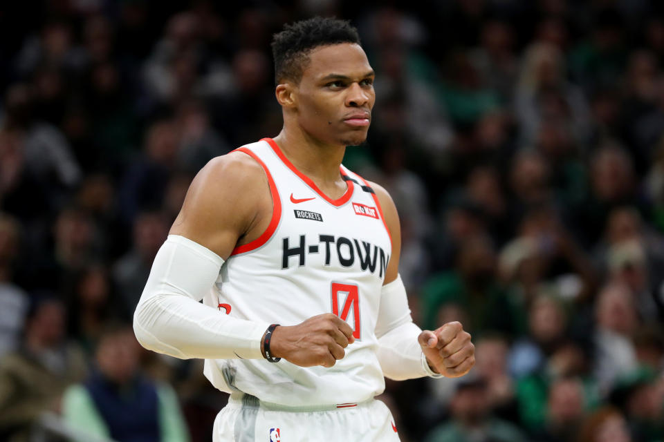 Russell Westbrook dropped 41 points on Saturday night, leading the Rockets past the Celtics in Boston.