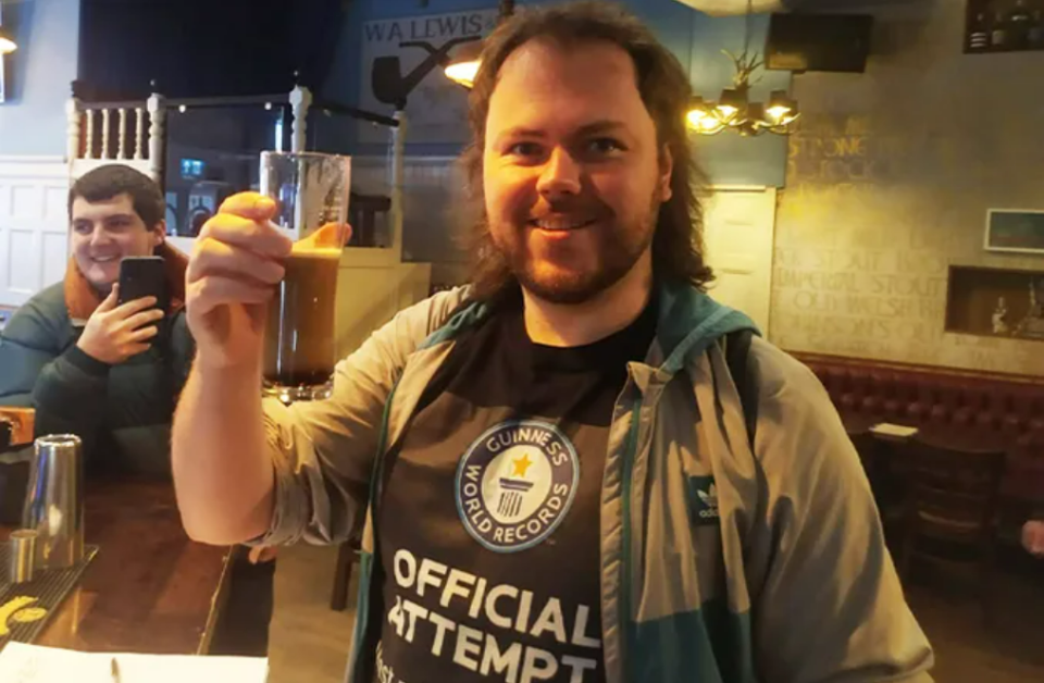 Gareth Murphy with a celebratory beer.