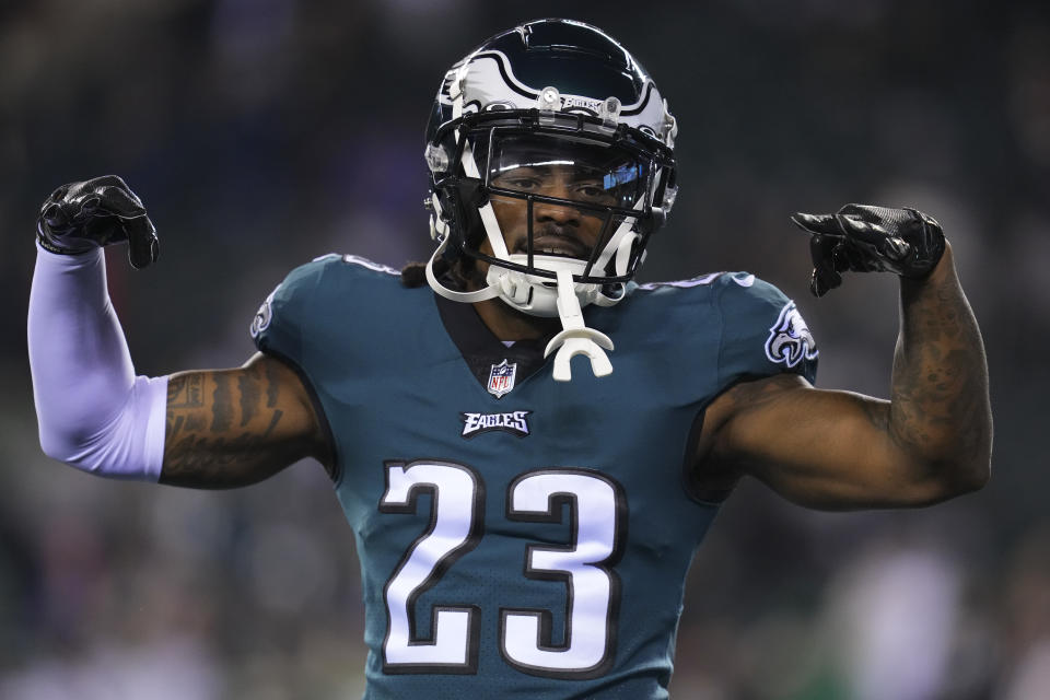 PHILADELPHIA, PA – JANUARY 21: C.J. Gardner-Johnson #23 of the Philadelphia Eagles reacts against the New York Giants during the NFC Divisional Playoff game at Lincoln Financial Field on January 21, 2023 in Philadelphia, Pennsylvania. (Photo by Mitchell Leff/Getty Images)