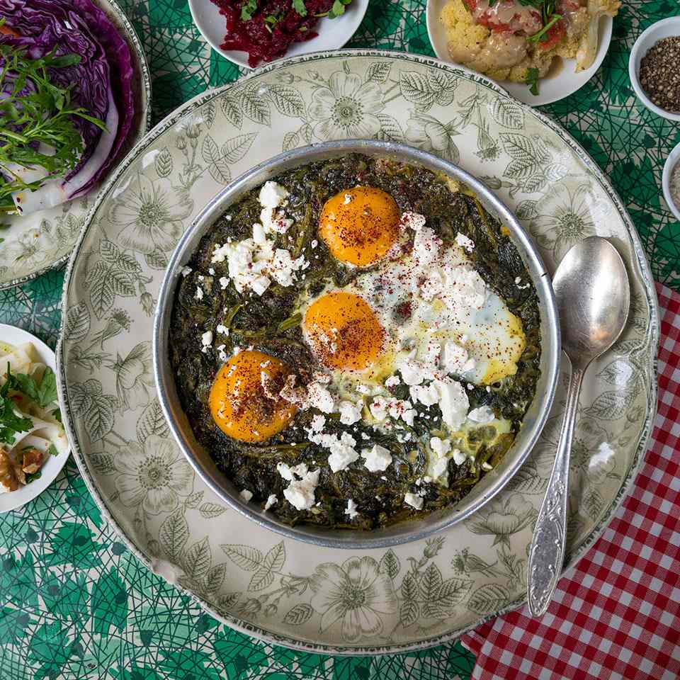 Green Shakshuka with Spinach, Chard & Feta