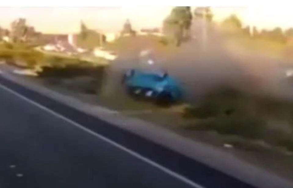 The vehicle was one flip away from colliding with oncoming traffic, and stopped short just in time. Source: Dash Cam Owner Australia / Facebook