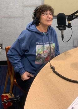 Children’s book author Becky Chaffee concentrates on questions during an interview at WUOT, Monday, Nov. 1, 2021.