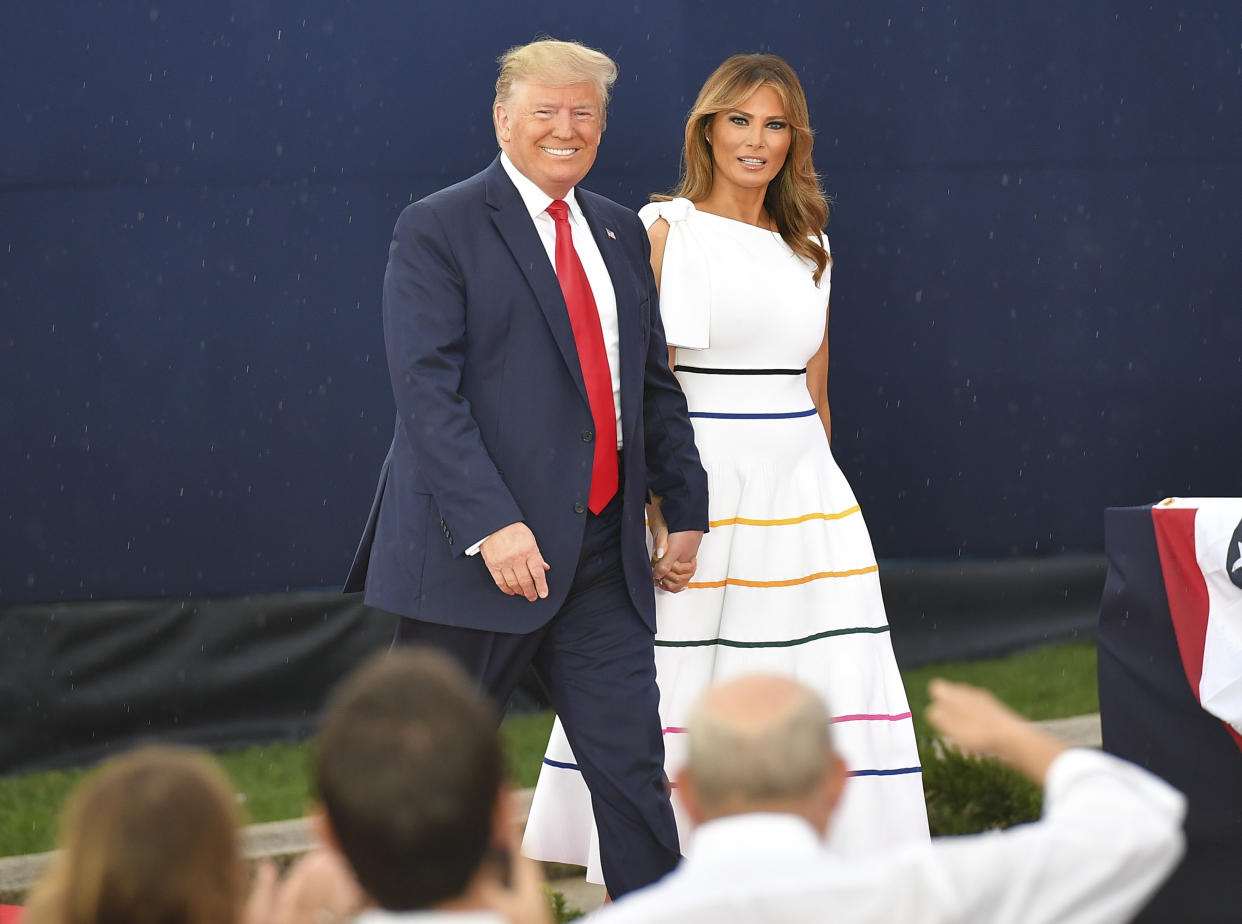 Donald and Melania Trump at the "Salute to America" event in Washington, D.C. on the Fourth of July. (Photo: Getty Images)