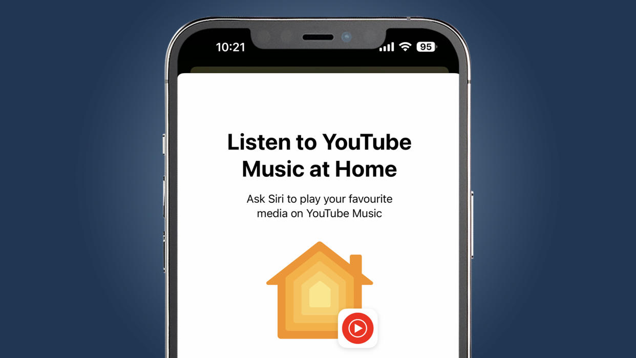  YouTube Music on the Apple Home app . 