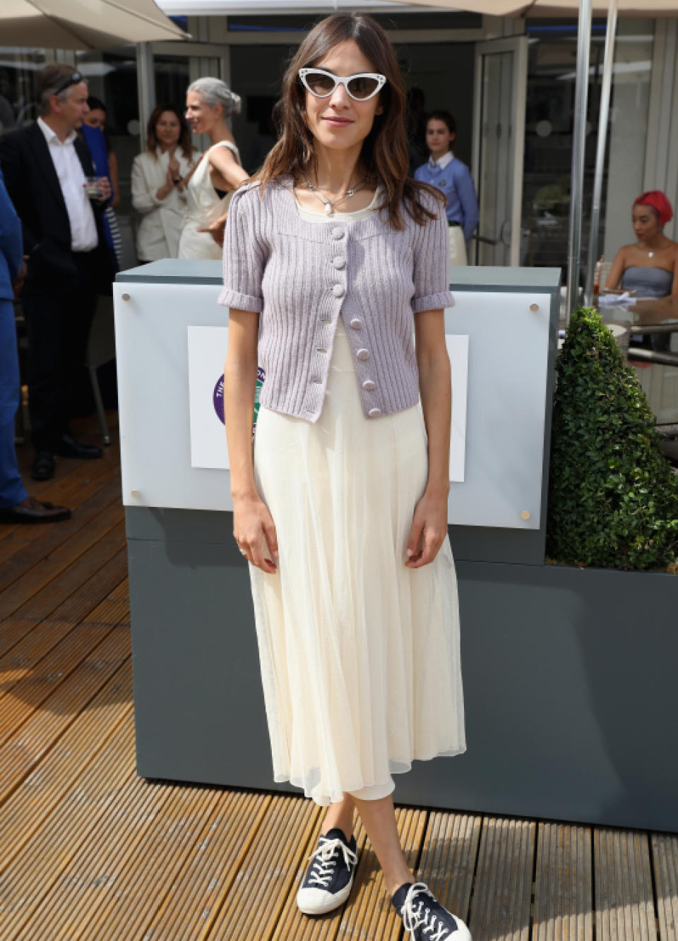 Alexa Chung's pastel cardigan, 2018