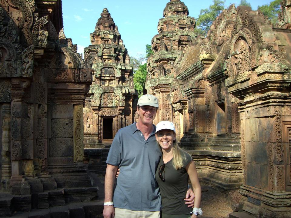 In this undated photo, the late author Michael Crichton poses with his wife Sherri during a travel adventure. Sherri Crichton provided author James Patterson with extensive notes and files which has resulted in the new book, "Eruption."