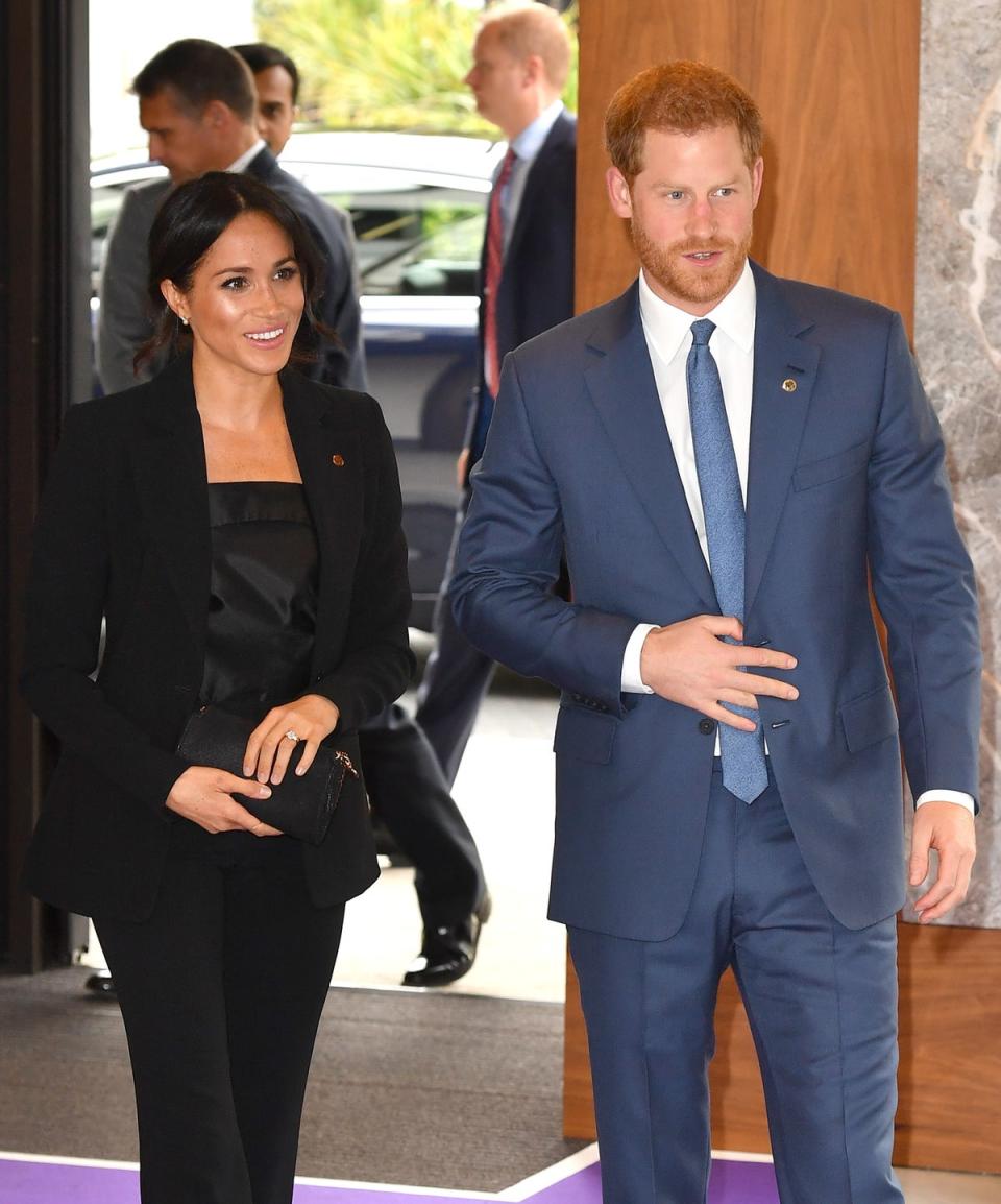 Meghan chose an all-black look for the event. (Getty Images)