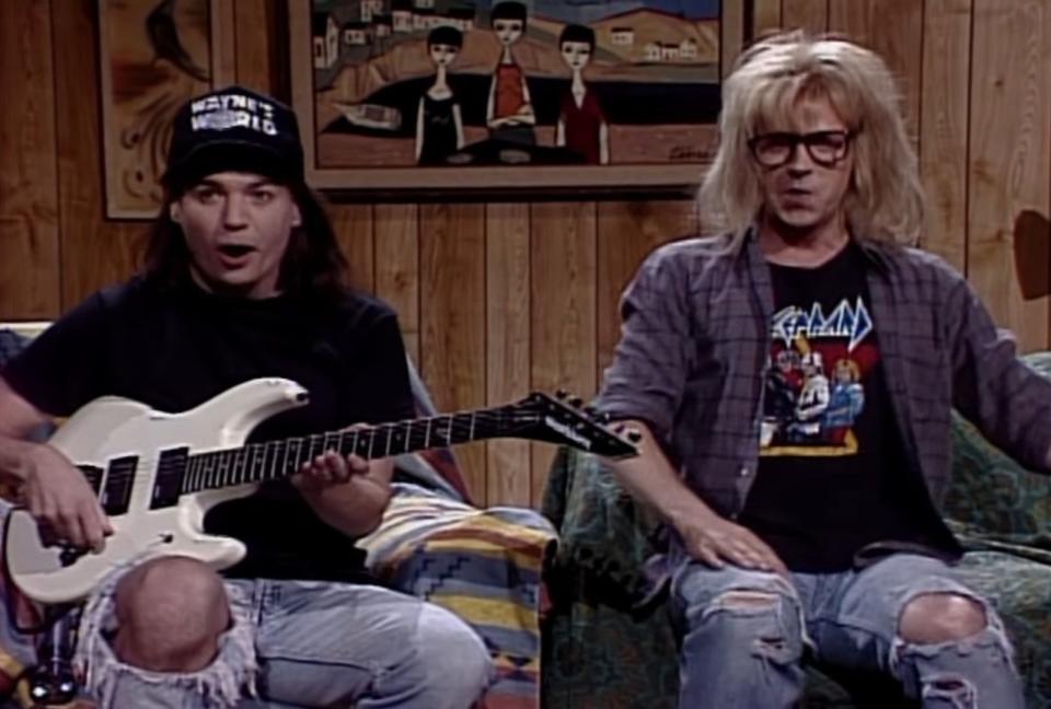 Wayne and Garth in the "Wayne's World" sketch on "Saturday Night Live"