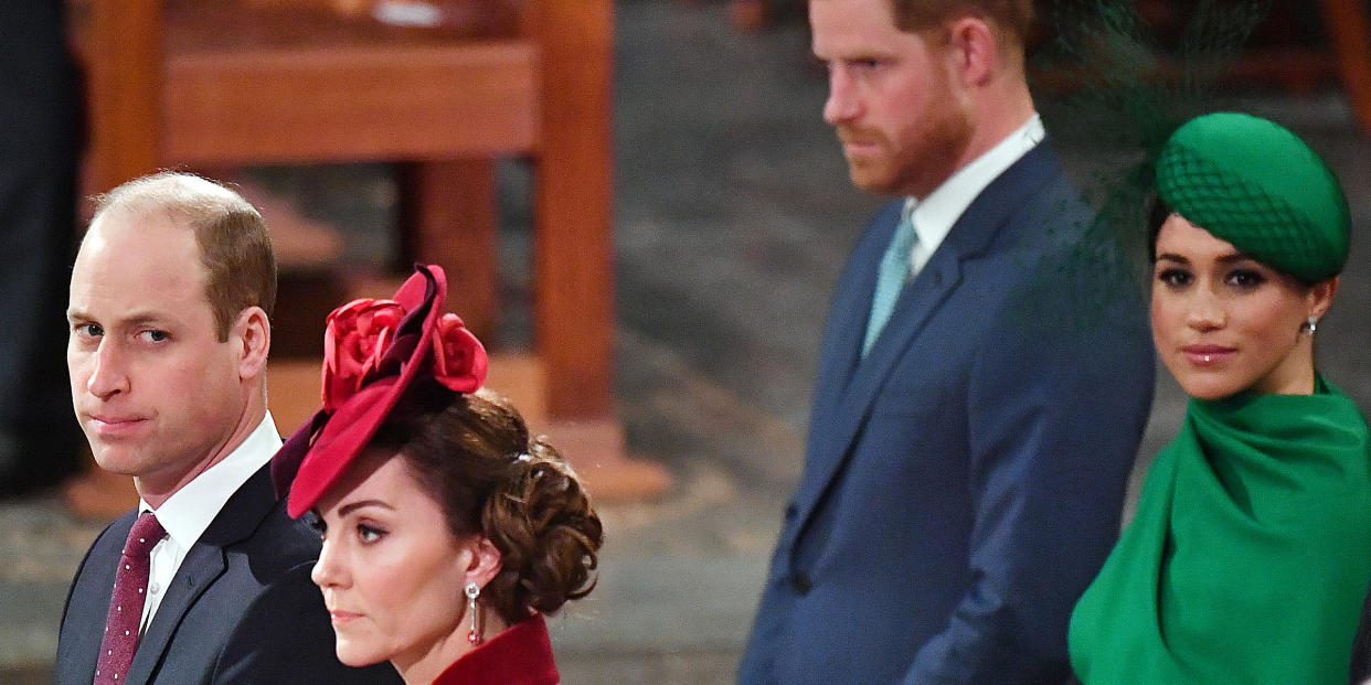 Prince William, Duke of Cambridge, Catherine, Duchess of Cambridge, Prince Harry and Meghan (Phil Harris / WPA Pool via Getty Images)