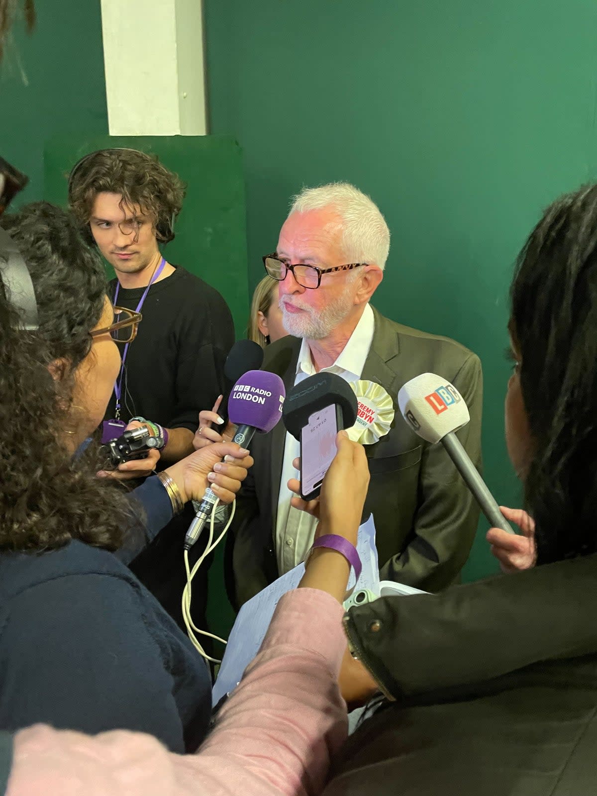 <p>Jeremy Corbyn at vote count in Islington North</p> (Ethan Croft)