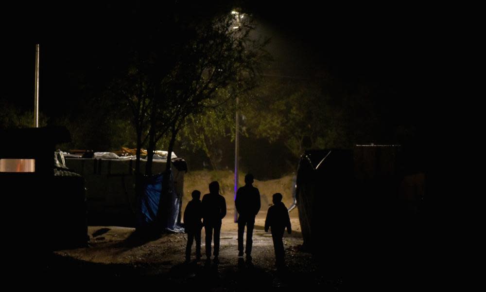 Four young people in camp