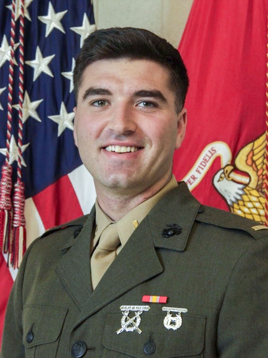 Capt. Jack Casey, 26, of Dover, New Hampshire, a CH-53E helicopter pilot. Jack Casey commissioned in the Marine Corps on May 16, 2019, and was promoted to the rank of Captain on Sept. 1, 2023. His decorations include the National Defense Service Medal.